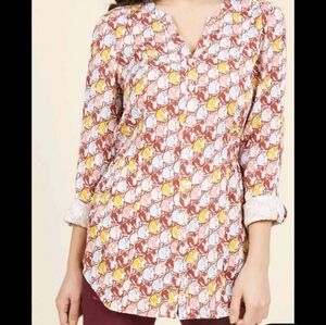 Modcloth Cat Button Down Shirt Large
